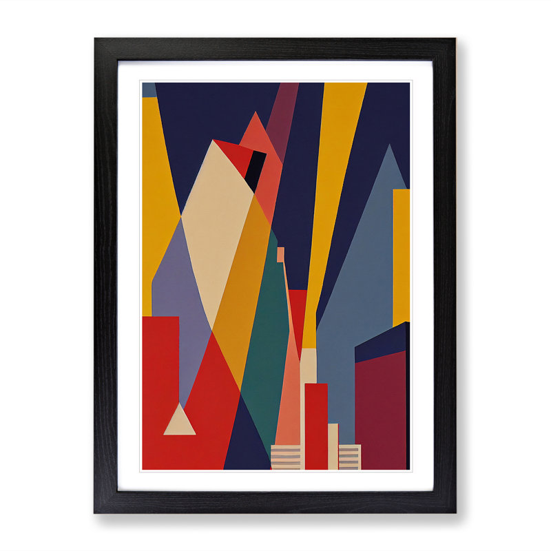 Unique Abstract Architecture No.2 - Single Picture Frame Print, 64cm H x 46cm W x 2cm D, Black 