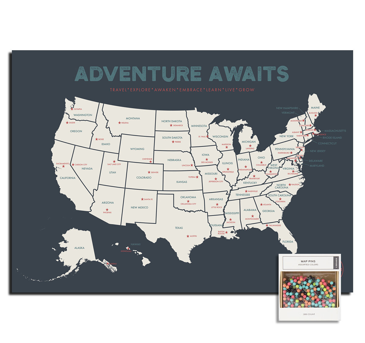  USA Map for Kids - Laminated - United States Wall Chart Map  (18 x 24) : Office Products