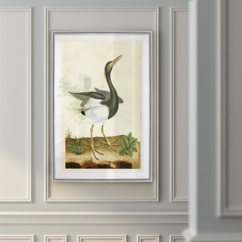 « héron portrait v », reproduction sur toile, H 18,5 po x l 24,5 po x P 1,5 po, Argent