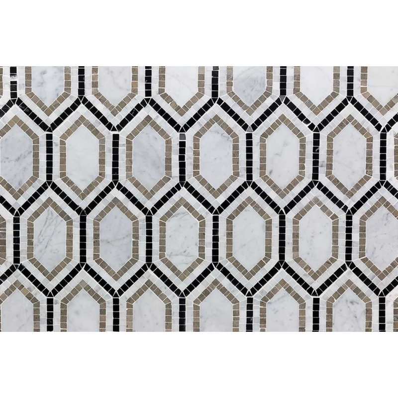 Infinity Hexagon Marble Tile, Carrara/Lagos
