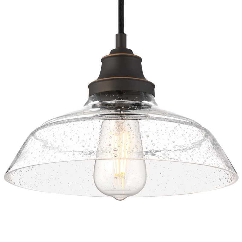 Iron Hill 1 - Light Single Pendant, Oil Rubbed Bronze, Clear Seeded Glass