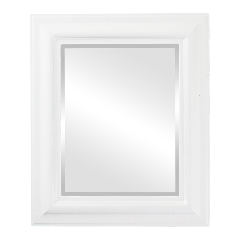 Miroir biseauté moderne et contemporain Woke, 41 po x 29 po, Lin blanc