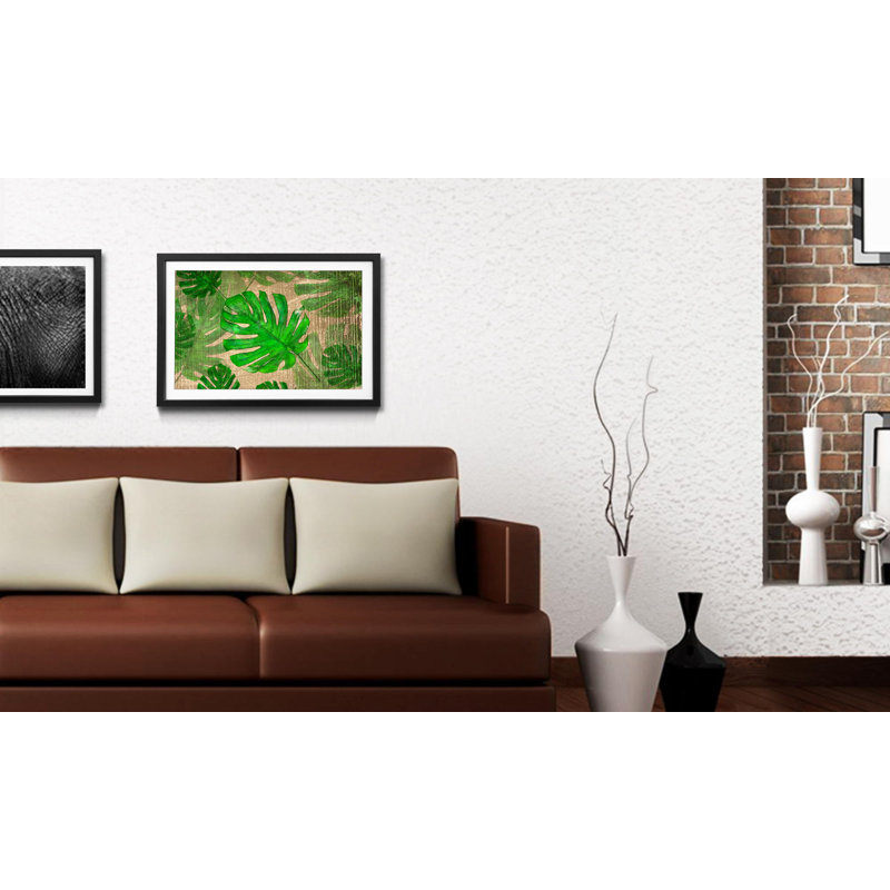 Streetart Monstera - Single Picture Frame Print, 44cm H x 64cm W x 2.2cm D