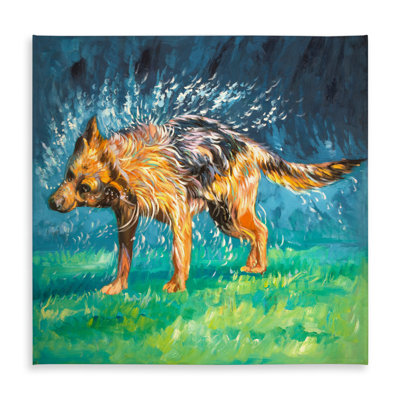 Spin-dry Wet German Shepherd Tablecloth | Indoor Outdoor Decor