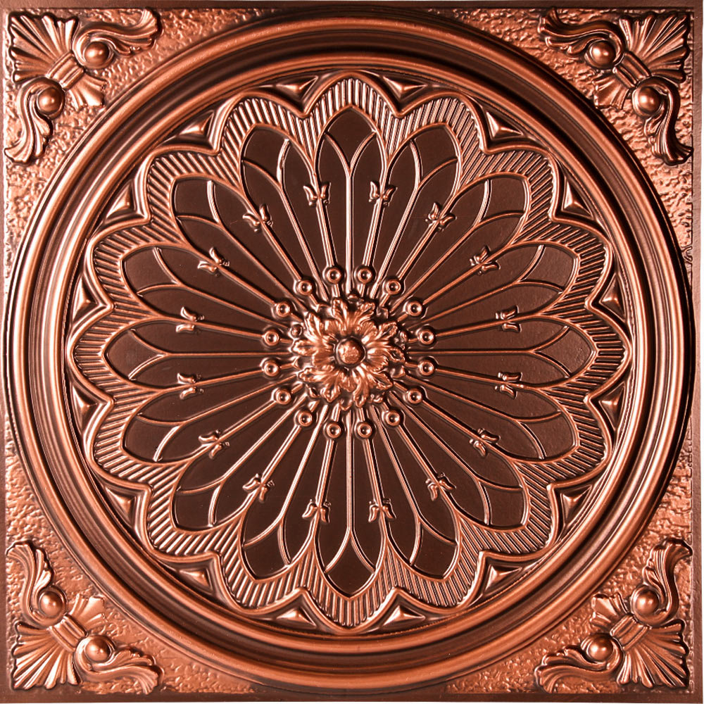 Misson 23.75'' L x 23.75'' W Vinyl Ceiling Tile In Antique Copper (Set of 10) uDecor