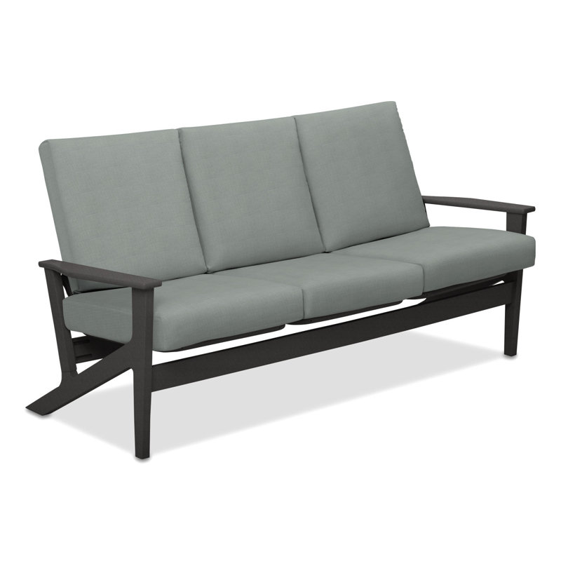 Chrisa 74.5'' Wide Patio Sofa with Cushions, Mist, Graphite