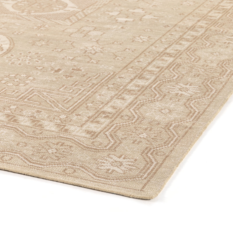 Cortona Hand Knotted Oriental Area Rug in Olive, Cream, Runner 3' x 9'