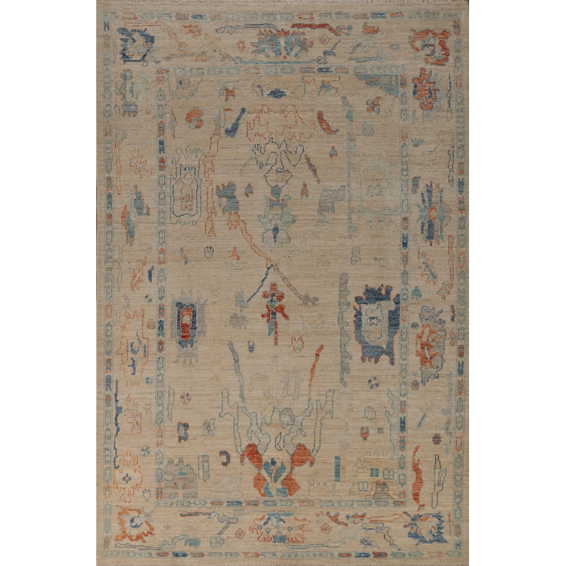 Vegetable Dye Oushak Turkish Area Rug 6x9