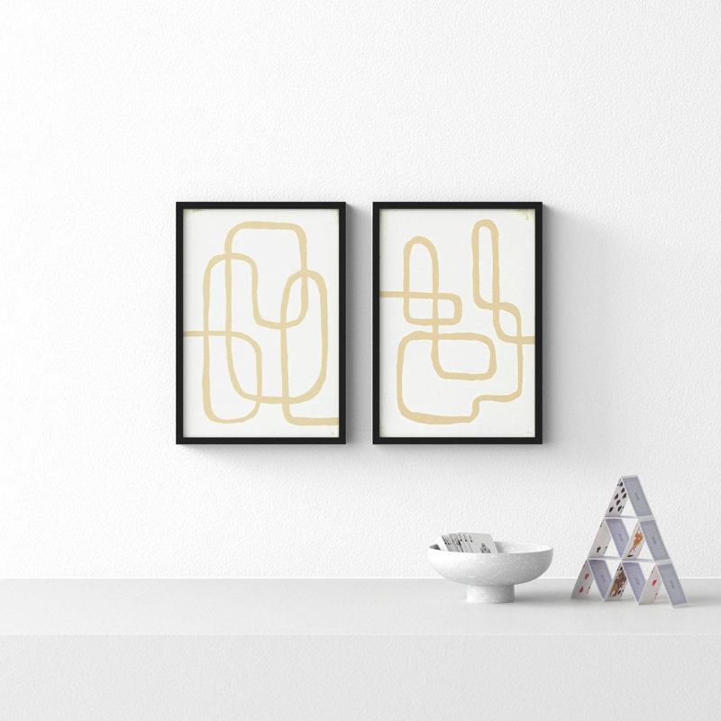 Line Works In White by StudioM, Black Framed Paper, 20" H x 28" W x 1.25" D