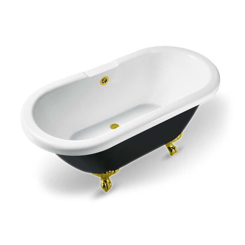 Baignoire de trempage sur pieds 59 po., Or poli, Or poli