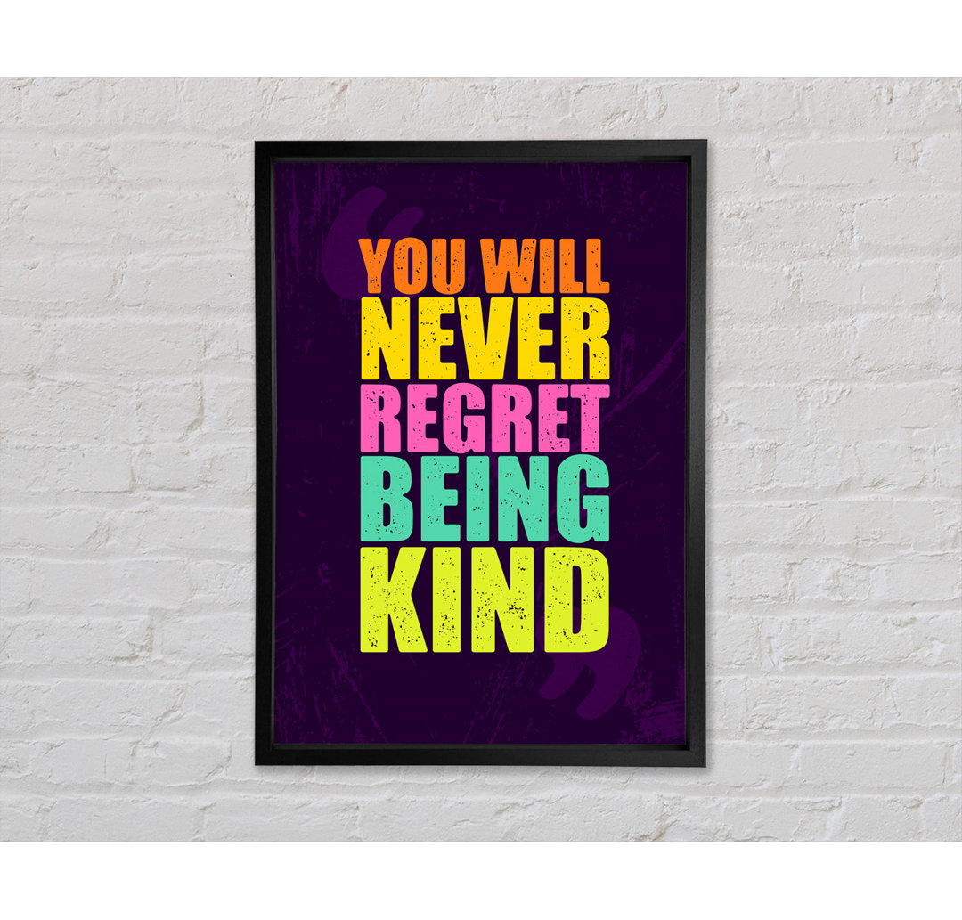 You Will Never Regret - Einzelner Bilderrahmen Typografie auf Leinwand