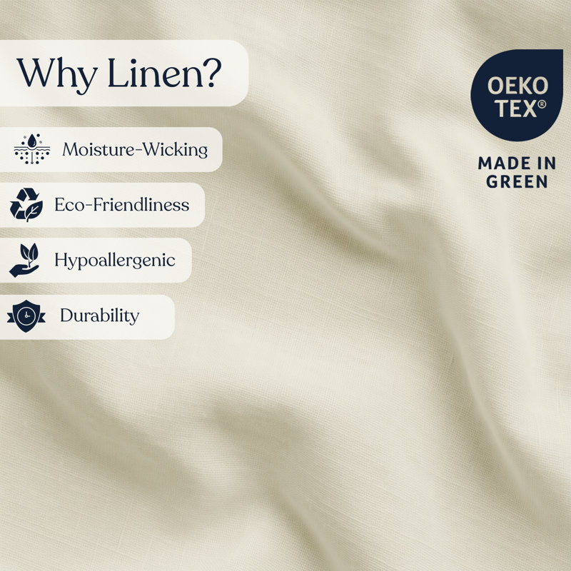 Delara 100% European Flax Linen Sheet Sets, 345 Thread Count, Ultra Soft Smooth & Breathable, With Elasticized Deep Pocket Ideal For Hot Sleepers