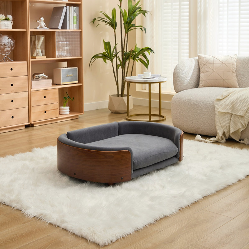 Canapé pour chien de style scandinave, Gris foncé / brun, Grand (H 11,02 po x l 38,58 po x P 26,77 po)