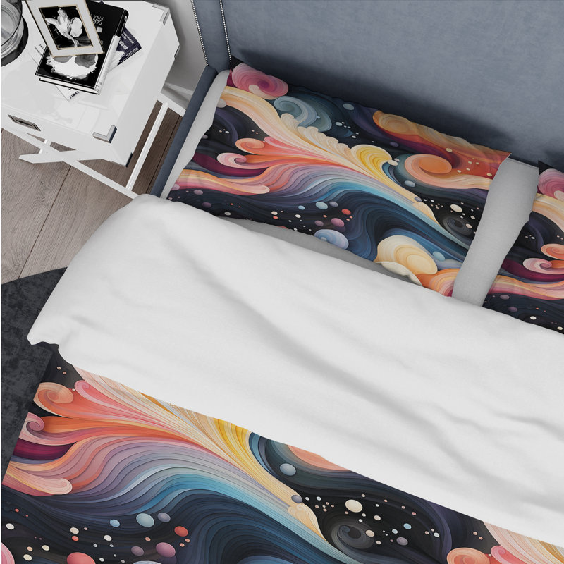 Ensemble de housse de couette en microfibre Celestial Dreams Galaxy, Housse de couette simple + 1 taie décorative stan