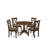5 Piece Dining Room Table Set Includes a Round Kitchen Table with Pedestal and 4 Linen Fabric Upholstered Dining Chairs, 42x42 Inch, Mahogany-2037101443-2037101440-2102752941