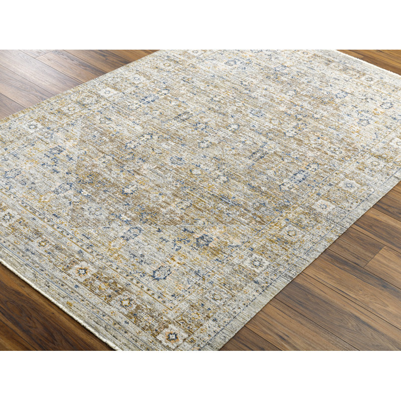 Margaret Gray and Taupe Synthetic Washable Rectangular Area Rug