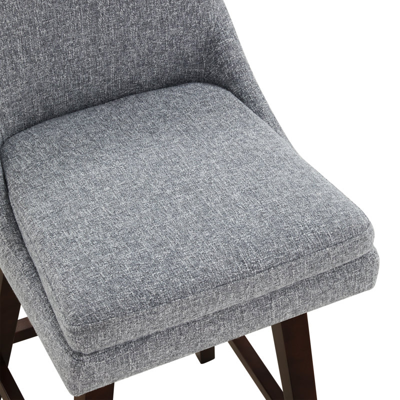 Zahara Upholstered Swivel Counter & Bar Stool, Nathan Gray Tweed/Walnut, Bar Stool (30” Seat Height)