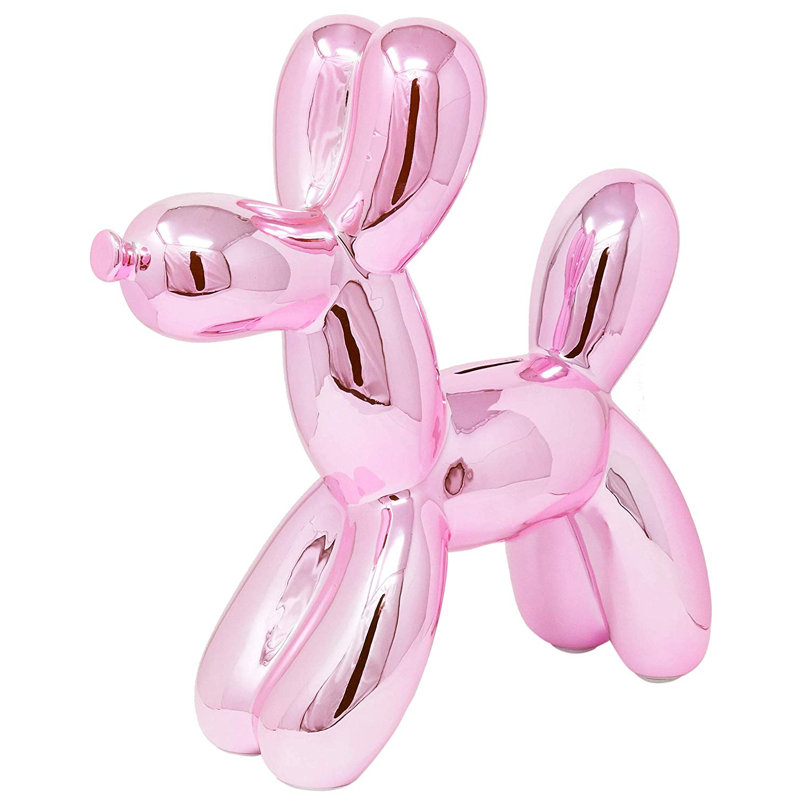 Porum Interior Illusions Plus Ceramic Dog Piggy Bank, Pink, 12" H x 4" W x 12" D