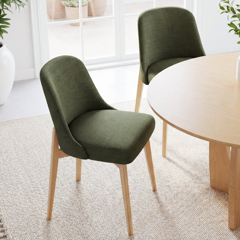 Luciana Fabric Upholstered Side Chairs, Natural, Sage Green