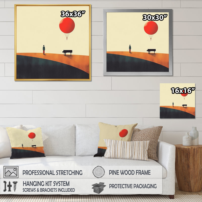Minimalisme solidaire paysage VII, H 30 po x l 30 po x P 1 po, Cadre flottant noir