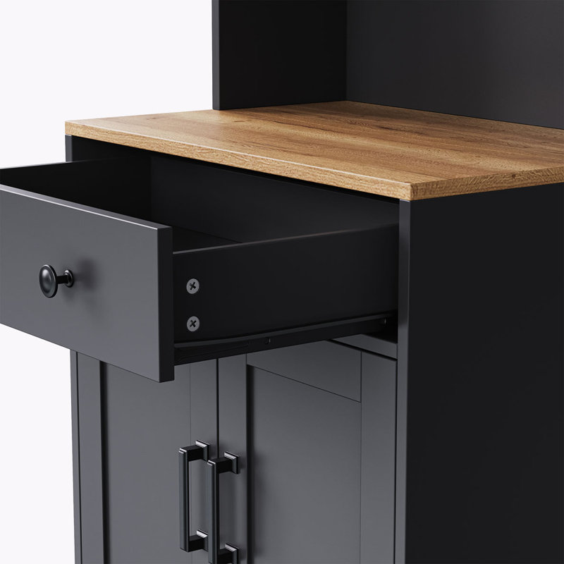 Storage Cabinet with Adjustable Shelves, 5 Tier Bookshelf with Drawer, Black