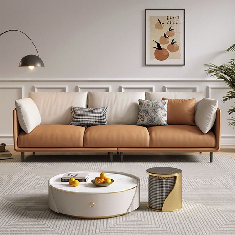 Qualana, H 27,56 po x l 90,55 po x P 28,35 po, Orange, blanc cassé