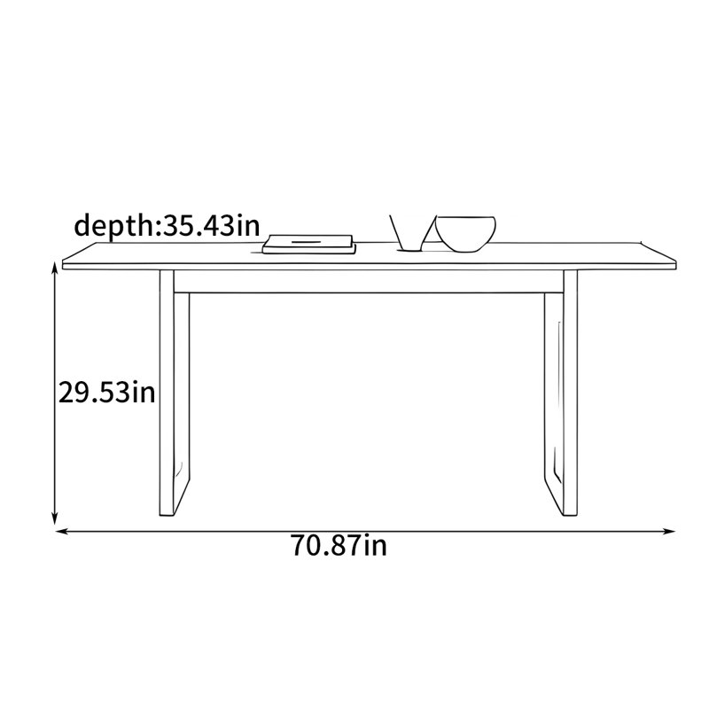 Rectangular home creative dining table, 29.53"H x 70.87"L x 35.43"W