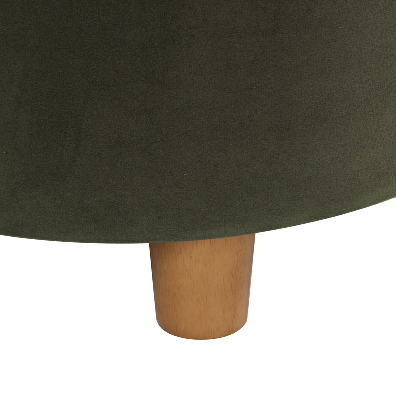 Mayen 19" Wide Round Storage Ottoman, Loden Green Velvet