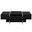 Table basse 47,2 "x 31,4" noire avec 2 tiroirs, surface brillante, pieds dorés, plateau de salon moderne 47,2 "31,4" et accessoire décoratif-1744851728