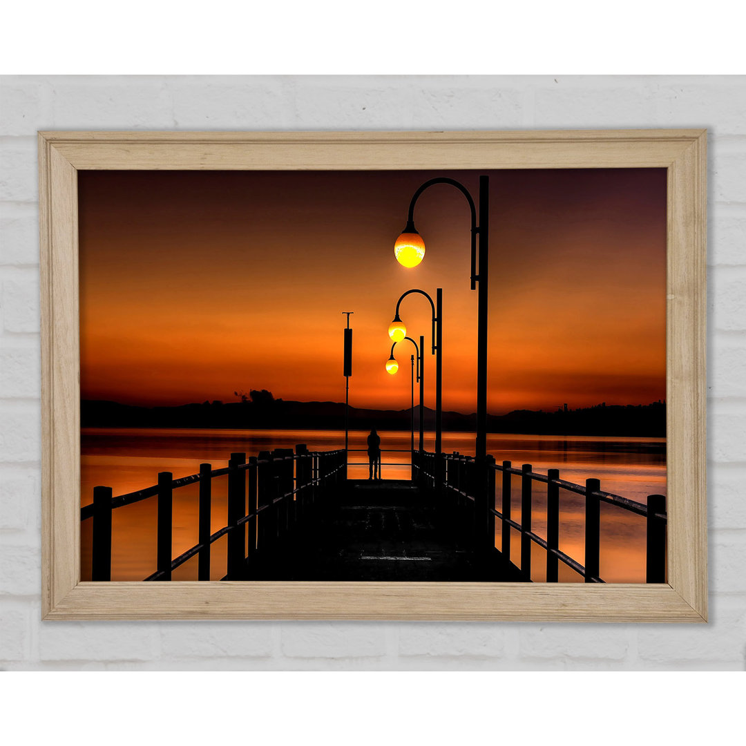 Pier Sunset Orange - Einzelner Bilderrahmen Druck