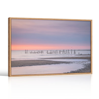 Ensemble de 1 tableau sur toile représentant un coucher de soleil sur la plage