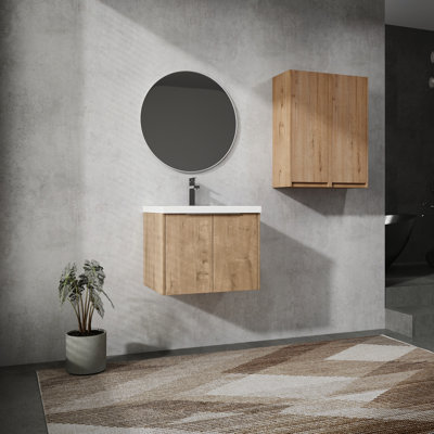 24" Vanity With Sink And Side Cabinet - Modern Bathroom Intrigue Attractiveness