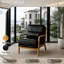 Fauteuil lounge d'appoint en tissu respirant de style milieu du siècle, 26 po (noir)-1130858784-1130858789