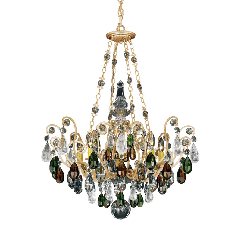 Renaissance 8 - Light Glass Chandelier, Heirloom Gold / Amethyst And Black Diamond Colors 