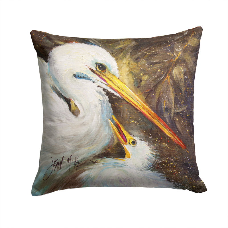 Coussin décoratif intérieur/extérieur pour bébé d’alimentation White Egret, H 14 po x l 14 po x P 4 po
