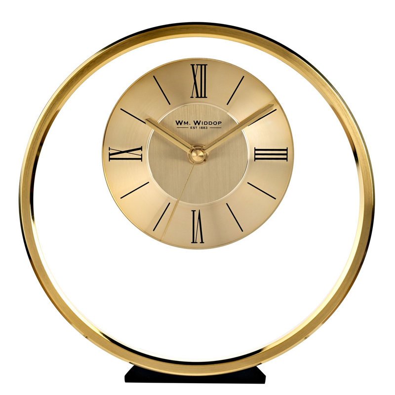 Ovid Metal Mantel Clock, Gold 