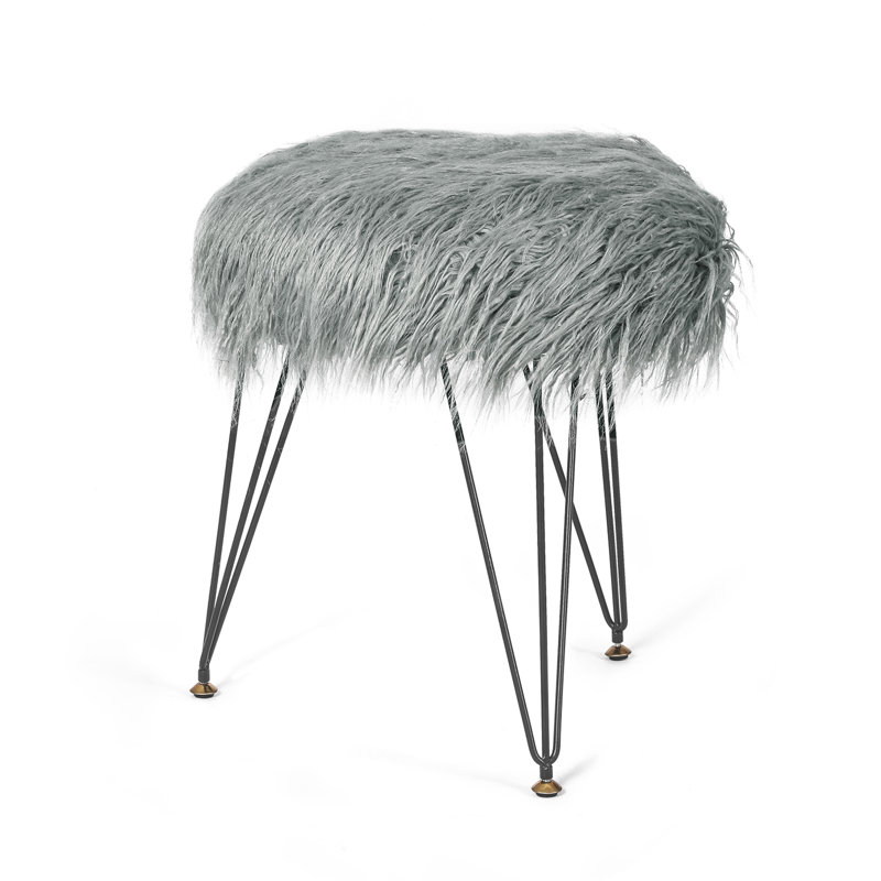 Repose-pieds standard rond 16,1 po Jainee, 100 % polyester gris