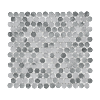 11" x 10" Penny Round Recycled Glass Floor & Wall Mosaic Tile