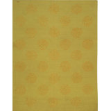 6x8 Yellow Flat Weave Wool Stylized Rosettes Geometric Modern Contemporary Carpet Rug