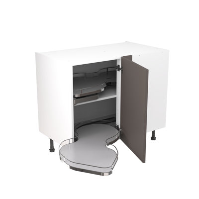 KitchenKit Flatpack Slab Gloss Base Unit Blind Corner With Pull Out Left