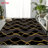Abstract Wave Geometric Area Rug, Black Gold Modern Pattern, Machine Washable Non Slip, Indoor Decor for Living Room Bedroom Entryway Front Door Kitchen Balcony Apartment Cozy Home-129036994