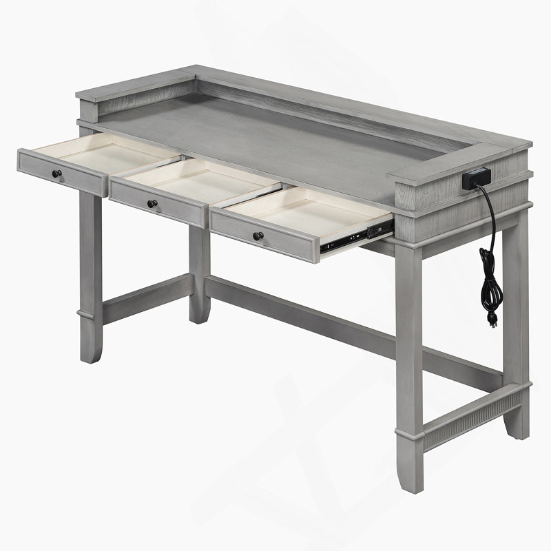 Rectangular 53.12'' L x 19.33'' W Dining Set, Gray, Beige/Gray