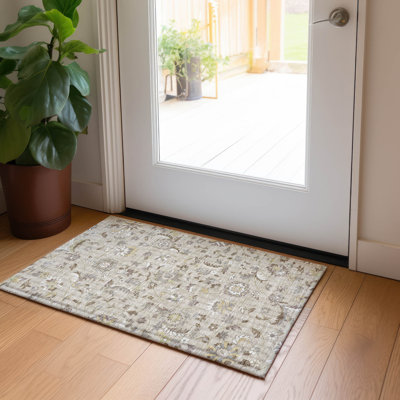 Tapis intérieur / extérieur lavable à la machine 3 pi x 5 pi ACyd1006 beige Chayden
