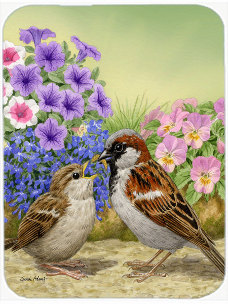 Caroline's Treasures House Sparrows Glass Cutting Board