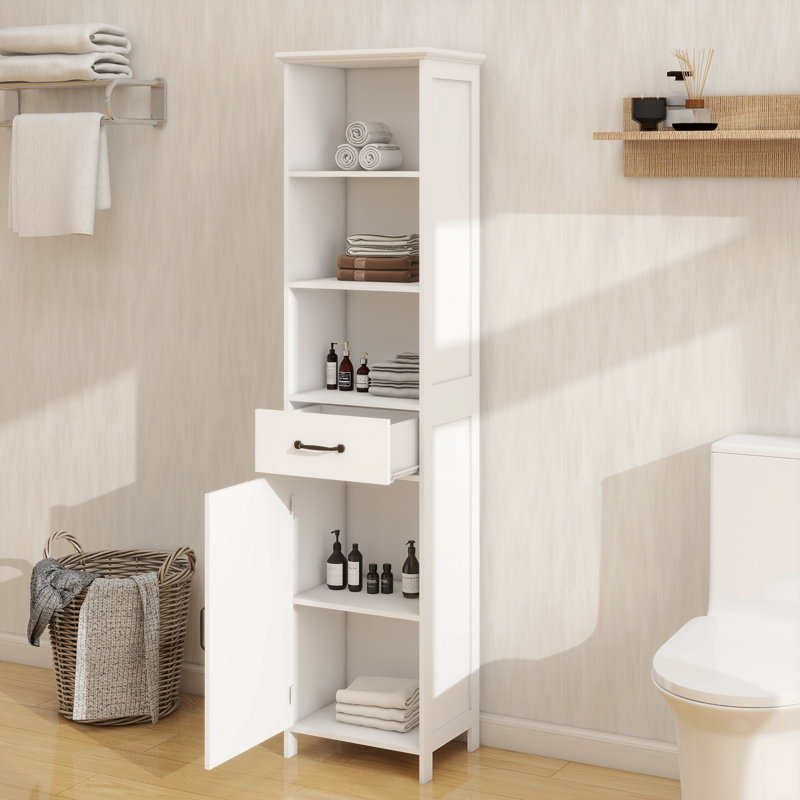 Armoire sur pied avec 1 porte et 1 tiroir - blanc