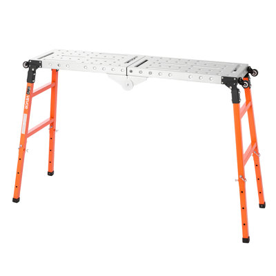 2-in-1 Foldable Welding Table 55" x 14" Work Bench 1100LBS Capacity, 5-Level Height Adjustable, Heavy-Duty Steel Welding Platform with 4 Wheels, 12 Tool Slots & 0.55" Fixture Holes for Workshops