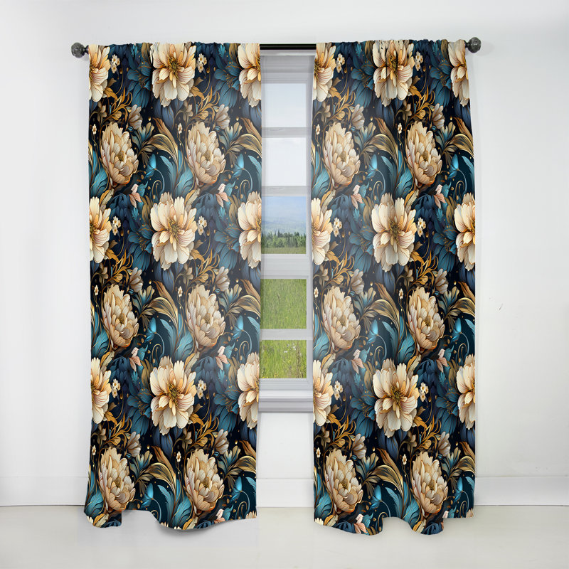 Motif floral Boho Elegance - rideau bohémien - obscurcissant velours - 1 panneau, L 52 po x L 95 po