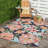 Floral Design Outdoor Rug Pink/Black No Slip for Deck Backyard Balcony Patio-1973399637
