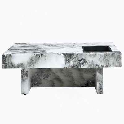 Kippy Coffee Table A modern and practical coffee table with imitation marble patterns, made of MDF material. The fusion of elegance and natural fashion 31.4"* 31.4"* 12 "