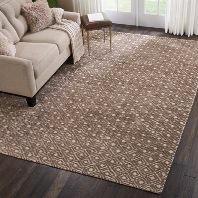 Tapis de zone taupe touffeté à la main déco Chism